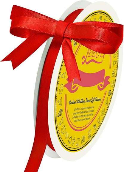 Double Face Red Satin Ribbon 3/8 inch X 50 Yards Polyester Red Ribbon for Gift Wrapping Very Suitable for Weddings Party Hair Bow Invitation Decorations and More