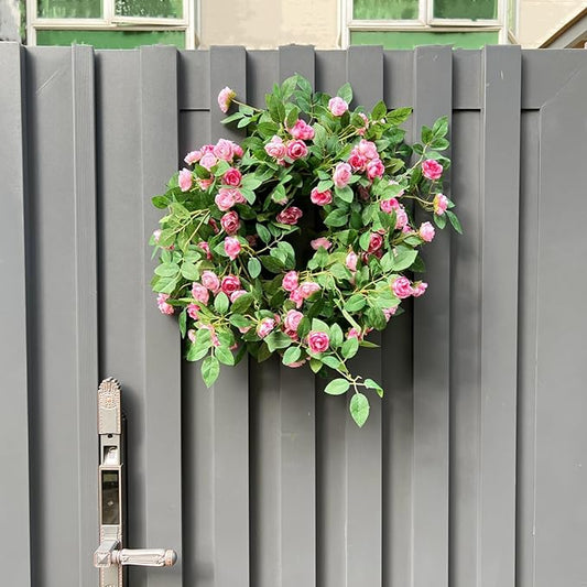 6FT Bendable Pink Rose Flower Garland, Artificial Silk Wild Roses Vine Leaves Hanging Flowers for Wall Fireplace Fence Trellis Wedding Baby Shower Room Home Spring Summer Decor(2PC)