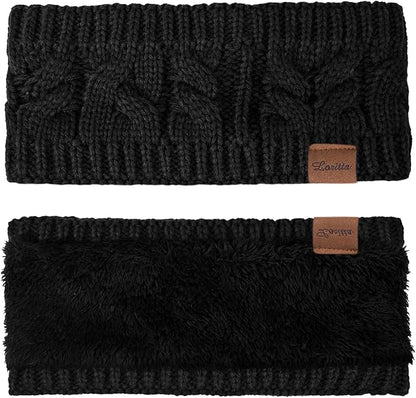 Loritta Womens Ear Warmers Headbands Winter Warm Fuzzy Cable Knit Head Wrap Fleece Lined Gifts