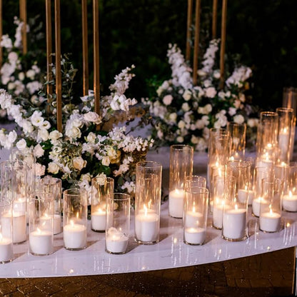 Sawysine 8 Pcs Glass Cylinder Vases 2.5''/2.95''/3.9'' Diameter Clear Flowers Vase Hurricane Floating Candles Holders for Table Centerpieces (2.95 x 6 in,2.95 x 8 in,2.95 x 10 in,2.95 x 12 in)