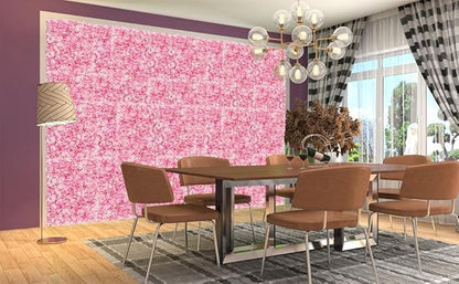 Flower Wall Panel Set, U'Artliens Artificial Wall Flower Backdrop 24x16 Inch 3D Silk Hydrangea Rose Floral Panel for Photo Background Home Party Wedding Backdrop Decoration(12pcs,Pink)