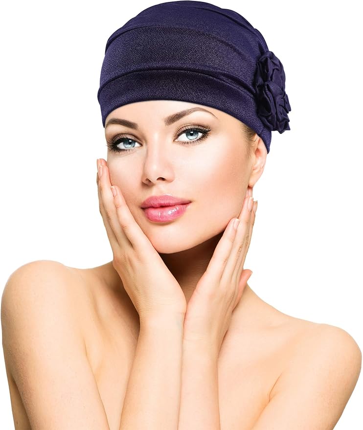 6 Pieces Women Turban Flower Caps Elastic Beanie Headscarf Vintage Headwrap Hats