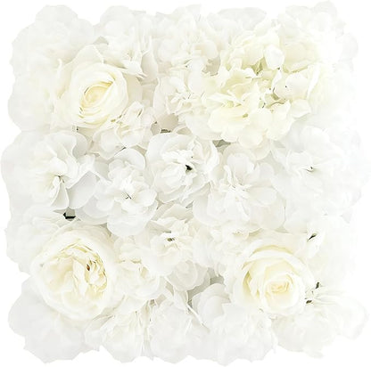 Flower Wall Backdrop, 12PCS 10.6"-15.7" Artificial Flower Wall Panel with Various Styles, 3D Floral Wall Decor for Wedding Photo Background Festive Party Home Decoration (F001, 13.8 * 13.8in)