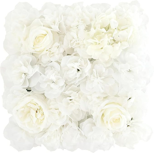 Flower Wall Backdrop, 12PCS 10.6"-15.7" Artificial Flower Wall Panel with Various Styles, 3D Floral Wall Decor for Wedding Photo Background Festive Party Home Decoration (F001, 13.8 * 13.8in)