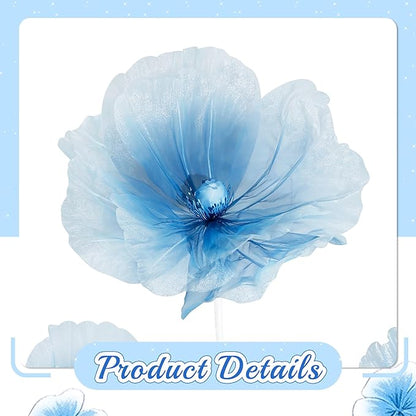 Giant Flowers for Decoration with Stand 5.57FT Blue Large Fake Flowers Big Faux Silk Floral for Outdoor Party Ceremony Reception Photography Props Mall Display