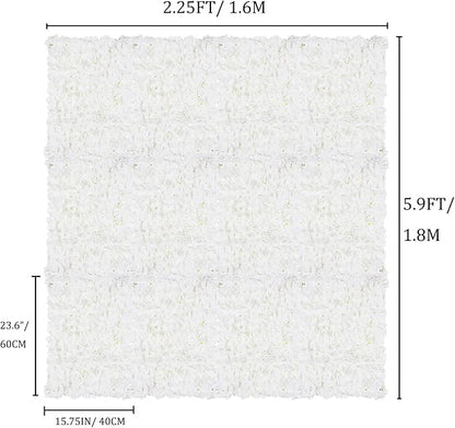 BLOSMON Flower Wall Panels Backdrop Décor White Artificial Floral Backdrop for Wedding Party Baby Bridal Shower, 12 Pcs Hanging 3D Fake Hydrangea Wall Decoration, Silk Faux Hydrangea Flower