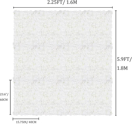 BLOSMON Flower Wall Panels Backdrop Décor White Artificial Floral Backdrop for Wedding Party Baby Bridal Shower, 12 Pcs Hanging 3D Fake Hydrangea Wall Decoration, Silk Faux Hydrangea Flower
