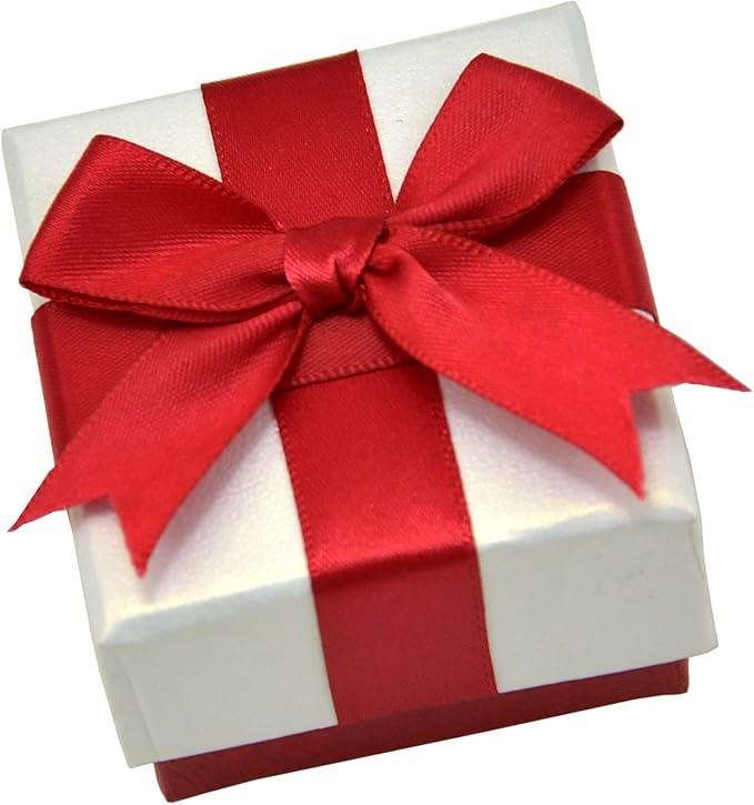 Paialco Jewelry Package Paper Gift Box Red Ribbon Bow-Knot 2 1/4-Inch by 2 1/4-Inch