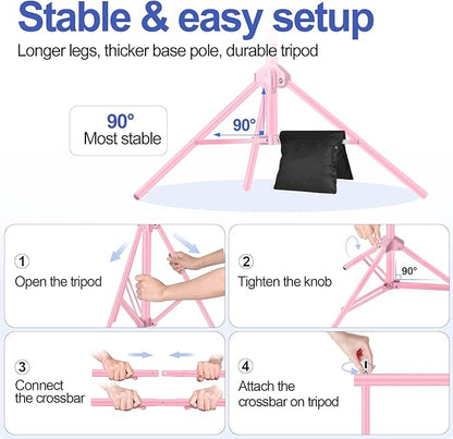 EMART Backdrop Stand 10x7ft(WxH) Photo Studio Adjustable Background Stand Support kit with 2 Crossbars, 8 Clamps, 2 Sandbags and Carry Bag for Parties, Events Decoration, Wedding, Photography -Pink