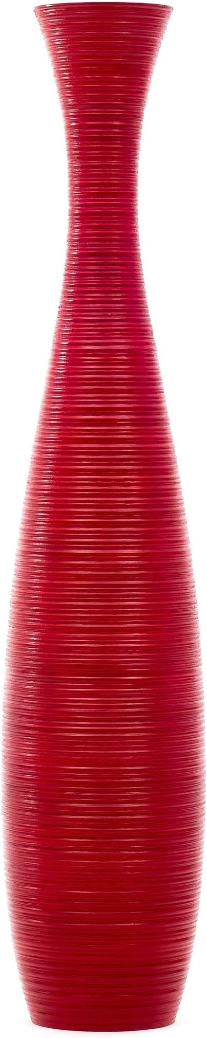Leewadee Large Red Home Decor Floor Vase - Wooden 41 inch Tall Farmhouse Decor Flower Holder for Fake Plant and Pampas Grass