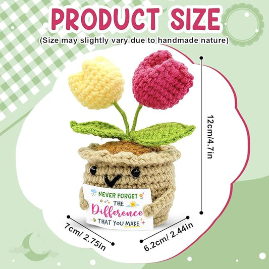 Appreciation Gifts for Coworkers 2025, Positive Crochet Tulips Plants, Inspirational Mentors Nurses Boss Teacher Thank You Gift, Never Forget The Difference You Make Birthday Gifts for Women Men