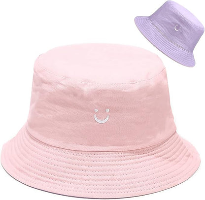 Malaxlx Unisex Bucket Hat Beach Sun Hat Aesthetic Fishing Hat for Men Women Teens, Reversible Double-Side-Wear