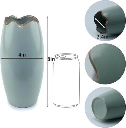 8-inch ice Cracked Glazed Ceramic vase, Modern Eastern Style Ceramic vase, Dining Table, Central Living Room Shelf Decoration (TQ06)