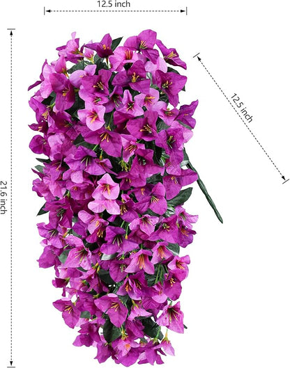 Faux Bougainvillea Artificial Flowers Plants for Outdoors Outside Decoration, 2pcs Fake Flowers Silk Long Trailing Vines UV Resistant Realistic for Front Door Porch Planter Urn Patio Balcony Yard, Mix