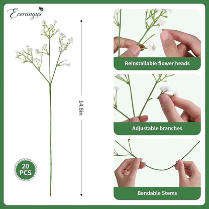 120 Pcs Mixed Artificial Eucalyptus Leaves Stems Bulk,Baby Breath Artificial Flowers Bulk with Eucalyptus Leaves Greenery Stems for DIY Bouquets Wedding Floral Home Decor (Green-120pcs)