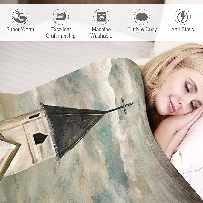 Christian Church Blanket Religious Gifts for Women Men Christian Throw Blanket for Kids Adults Soft Warm Cozy Fleece Blanket for Couch Sofa Bed 40"x50"