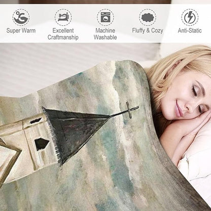 Christian Church Blanket Religious Gifts for Women Men Christian Throw Blanket for Kids Adults Soft Warm Cozy Fleece Blanket for Couch Sofa Bed 40"x50"
