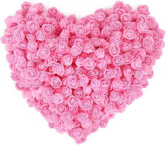 500pcs Mini Foam Rose Heads, Pink Artificial Flower Foam Fake Flower Bulk for DIY Crafts Wedding Bouquets Baby Shower Centerpieces Floral Arrangements Party Tables Home Decorations(Pink)