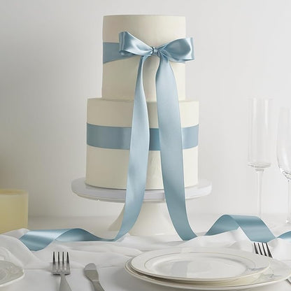 MEEDEE Slate Blue Satin Ribbon - 1-1/2 inch Double Faced, 50 Yards for Christmas Tree, Weddings, Flower Bouquets