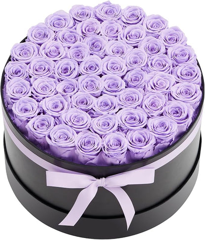 VEVOR Forever Flowers, 50 Preserved Roses in a Box, Eternal Flowers Immortal Bouquet Birthday Present for Women Her Wife Mothers, Anniversary, Valentine's Day,Christmas, Lavender Purple
