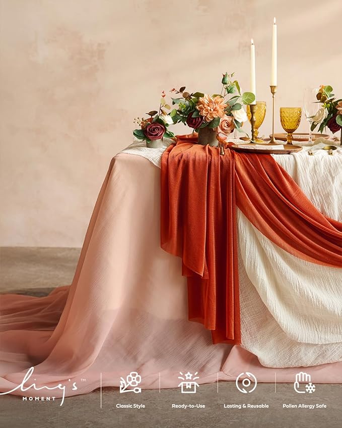 Ling's moment Pink Backdrop Curtains, 10Ft x 23Ft Red Clay Long Sheer Wrinkle-Free Background Backdrop Curtain&Table Cloth for Birthday Party Wedding Baby Shower Photo Booth Decor