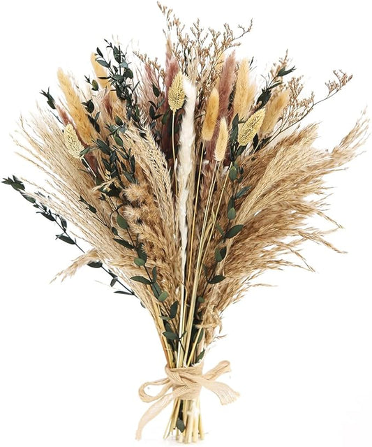 Musunny Pampas Grass Decor, Boho Decor Dried Flower Bouquet for Room,Bedroom,Office,Dried Flower Arrangements for Home Decor Wedding Centerpieces