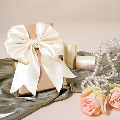 LaRibbons Nude Satin Ribbon 4 Inch 10 Yards Double Faced Luxury Nude Silk Ribbon for Gift Wrapping Flower Bouquets Bow Christmas Wedding Party Decoration Wreath Sash