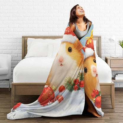 Guinea Pig Blanket Cute Christmas Guinea Pig Throw Blanket Soft Cozy Fleece Fuzzy Stuffed Plush Flannel Gifts for Girls Women Boys Kids Adults 60"X80"