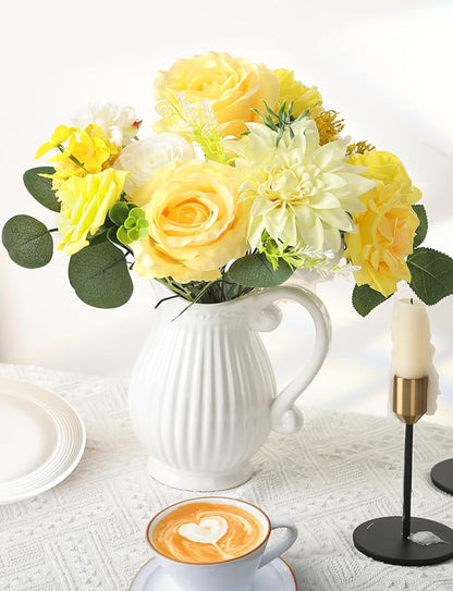 Multi Use Artificial Flowers Combo for DIY Centerpieces Arrangements Wedding Bridal Bouquet Table Chair Decor Candle Holder Baby Shower Cake Decor Flower Strips Home Décor (Yellow)
