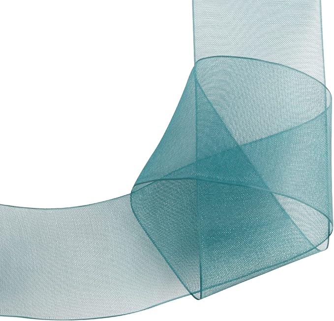 1-1/2 Inch Teal Shimmer Sheer Organza Ribbon Sheer Chiffon Ribbon 50 Yards-Roll Multiple Colors Available for Gift Wrapping Wedding Events Christmas Décor