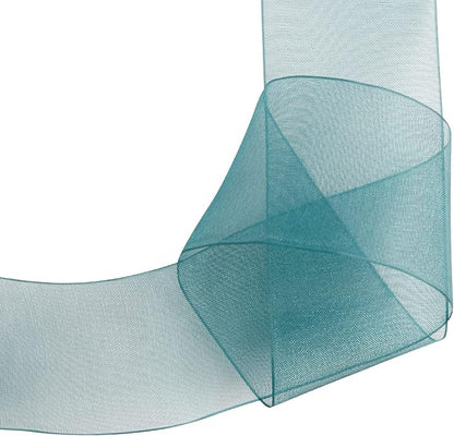 1-1/2 Inch Teal Shimmer Sheer Organza Ribbon Sheer Chiffon Ribbon 50 Yards-Roll Multiple Colors Available for Gift Wrapping Wedding Events Christmas Décor