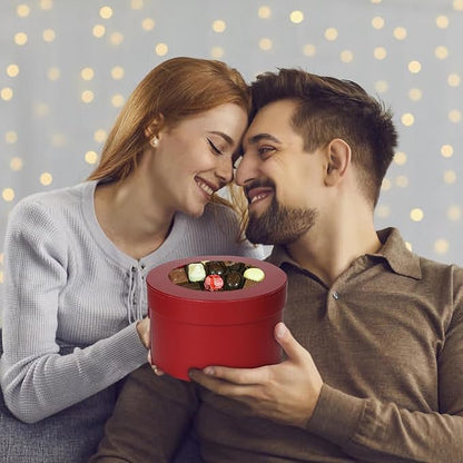 Flower Boxes for Arrangements Nesting Round Gift Boxes with Clear Lids Red Round Boxes for Flowers Set of 4 Assorted Sizes Flower Boxes for Flower Arrangements, Valentine's Day, Mother's Day,