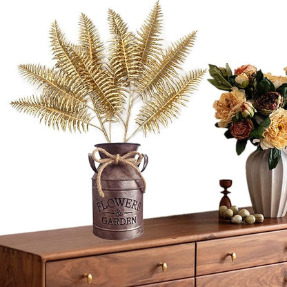 CATTREE Artificial Plants Gold Persian Grass Tall 29" 2 Pack, Fake Golden Palm Leaves Plastic Fern Boston Bushes Faux Shrubs Simulated Tropical Leaf for Party Decorations Wedding DIY Christmas Décor