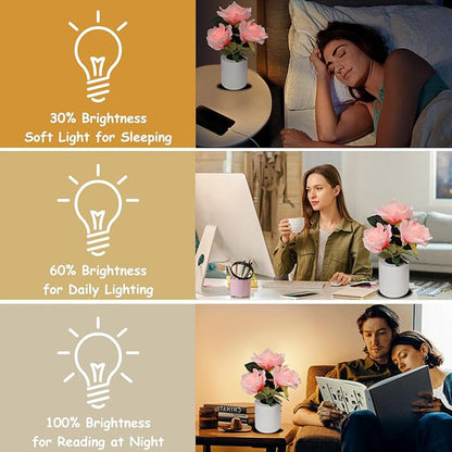 Led Flower Lamp Gift for Women,Sunflowers Flower Lamp Table Lamp Night Light for Bedroom Decor,Mothers Day Birthday Gifts for Her Mom Wife Friends Girlfriend Teacher Grandma (Pink)