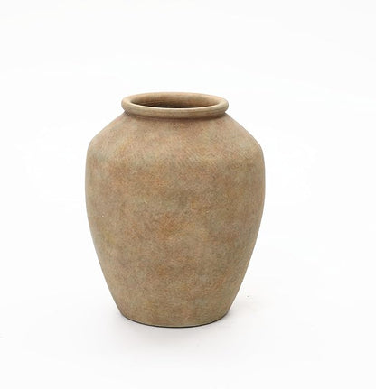 LuxenHome Rustic Ceramic Vase, 10.4" Tall Terracotta Vases with Earthy Brown Tones, Farmhouse Flower Vase for Shelf Living Room Decor, Vintage Pottery for Entry Way Table Home Decor