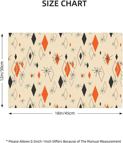 Mid Century Modern Placemats Set of 6,Kitchen Table Mats for Dining Outdoor Home Decor 12x18 Retro Place Mats 6 PCS, Style-16