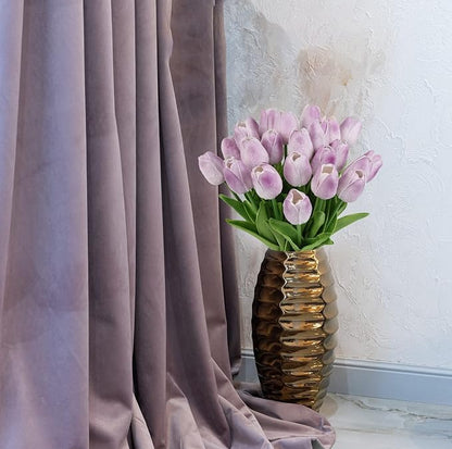 IPOPU Real Touch Purple Tulips 24PCS Artificial Flowers for Decoraion Fake Tulips Light Purple Flowers Floral Arrangements Artificial Faux Tulip Decor for Table Home Kitchen Decor (Light Purple)