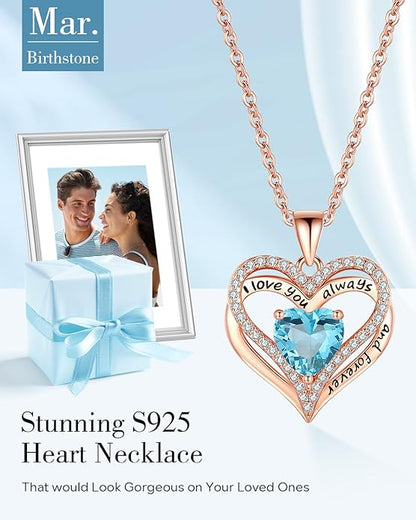 S925 Sterling Silver Necklace for Women, Wife Jewelry Rose Gold, Mom Birthday Valentines Mothers Day Gifts, Girlfriend Necklaces, Daughter Heart Jewel, Anniversary for Her