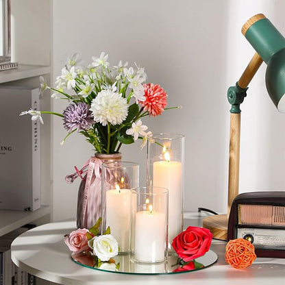 12 Pcs Cylinder Vases Set for Centerpieces, 6/8/10 Inch Tall Clear Glass Vase, Hurricane Floating Candle Holder for Wedding Table Decor, 2.5''/2.7''/3.3''' Diameter (3.3'' X 5.9'',7.9'',9.8'')