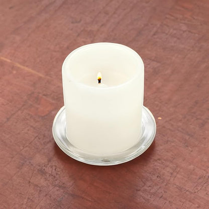 WGV Tea Light Votive Candle Holder Plate 4" W, Clear Flat Plate Glass, Small Home Accent Decor, 24 Pc