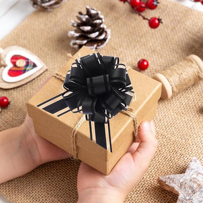 40 Pieces 6 Inches and 3 Inches Pull Bow Wrapping Pull Bow Ribbon Pull Bows for Wedding Baskets,Large Bows for Presents. (Black)