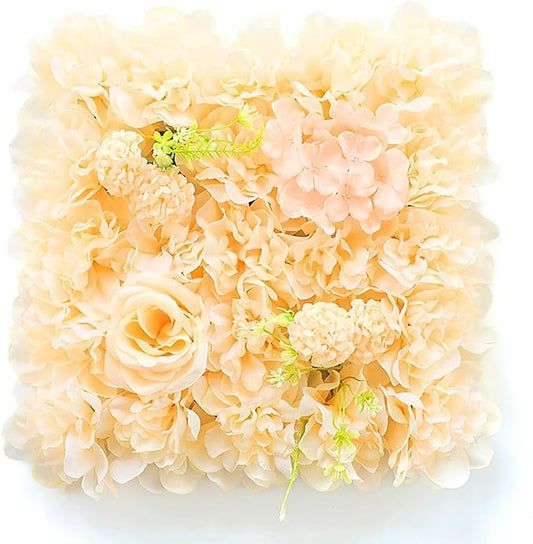 Flower Wall Backdrop, 12PCS 10.6"-15.7" Artificial Flower Wall Panel with Various Styles, 3D Floral Wall Decor for Wedding Photo Background Festive Party Home Decoration (G-E003, 10.6*10.6in)