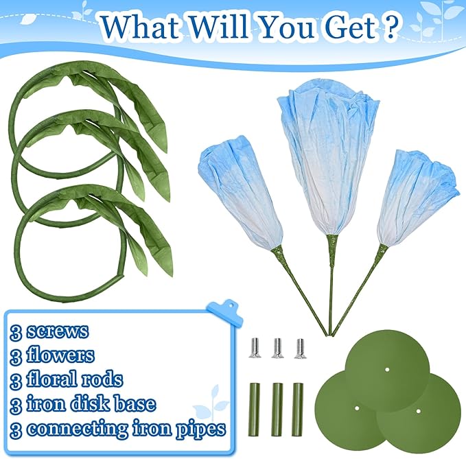 Light Blue Giant Paper Flowers - Large Paper Flowers 5.77FT Giant Flowers for Decoration with Stand Birthday Party Outdoor Banquet Event Home Decor