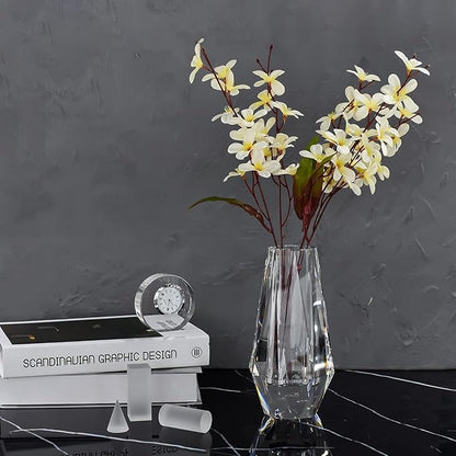 kitCom Modern Crystal Vase, 7 x 4 Inches, Transparent, Oval, Love, Glossy Finish, Arranges Flowers, Handmade, Multi-faceted, Secure Packaging, Half-Year Warranty, Luxury Gift