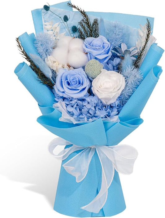 Rosaura Preserved Flowers Bouquets, Flowers for Delivery Prime, Forever Roses Bouquets Valentine's Day, Mother's Day, Christmas, Birthday Gifts (Blue)