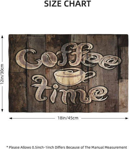 Coffee Place Mats Set of 4,Coffee Time Phrase with A Cup on A Wooden Grunge Background Kitchen Image Placemats for Dining Table 6 PCS, Cafe-1