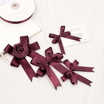 Burgundy Satin Ribbon, Double Faced 3/8 Inch X 25 Yards, Premium Polyester Satin Ribbon for Gift Wrapping, Crafts, Wedding Party Decor