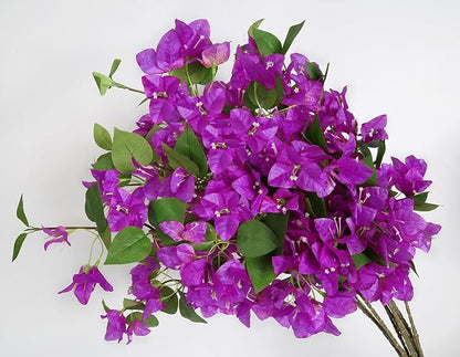 Bougainvillea Artificial Silk Flowers Branches Fake Bougainvillea Stems Faux Bougainvillea Flowers Vine Floral Arrangements for Home Wedding Baby Shower Table Centerpieces Decoration (Purple)