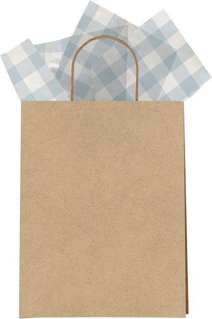Pro Supply Global Blue Gingham Printed Tissue Paper for Gift Bags or Boxes and Wrapping - Checkered Bulk Decorative Art Tissue Paper for Packaging and Gifting | 24 Sheets 20" x 30"