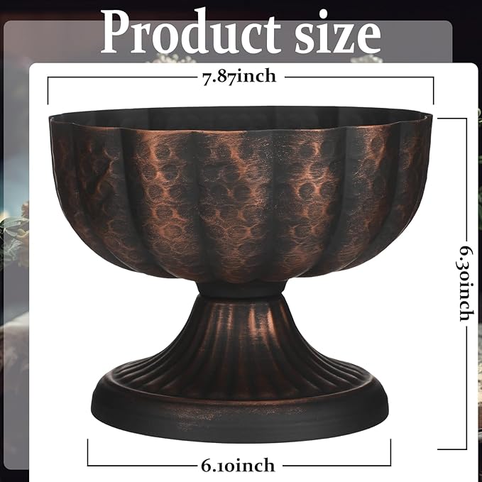 2 Pcs Distressed Black Bronze Compote Vase for Centerpieces Compote Bowl 8'' Wide Vintage Decorative Antique Urn Planter Vase for Wedding Event Anniversary Party Indoor Outdoor Activity